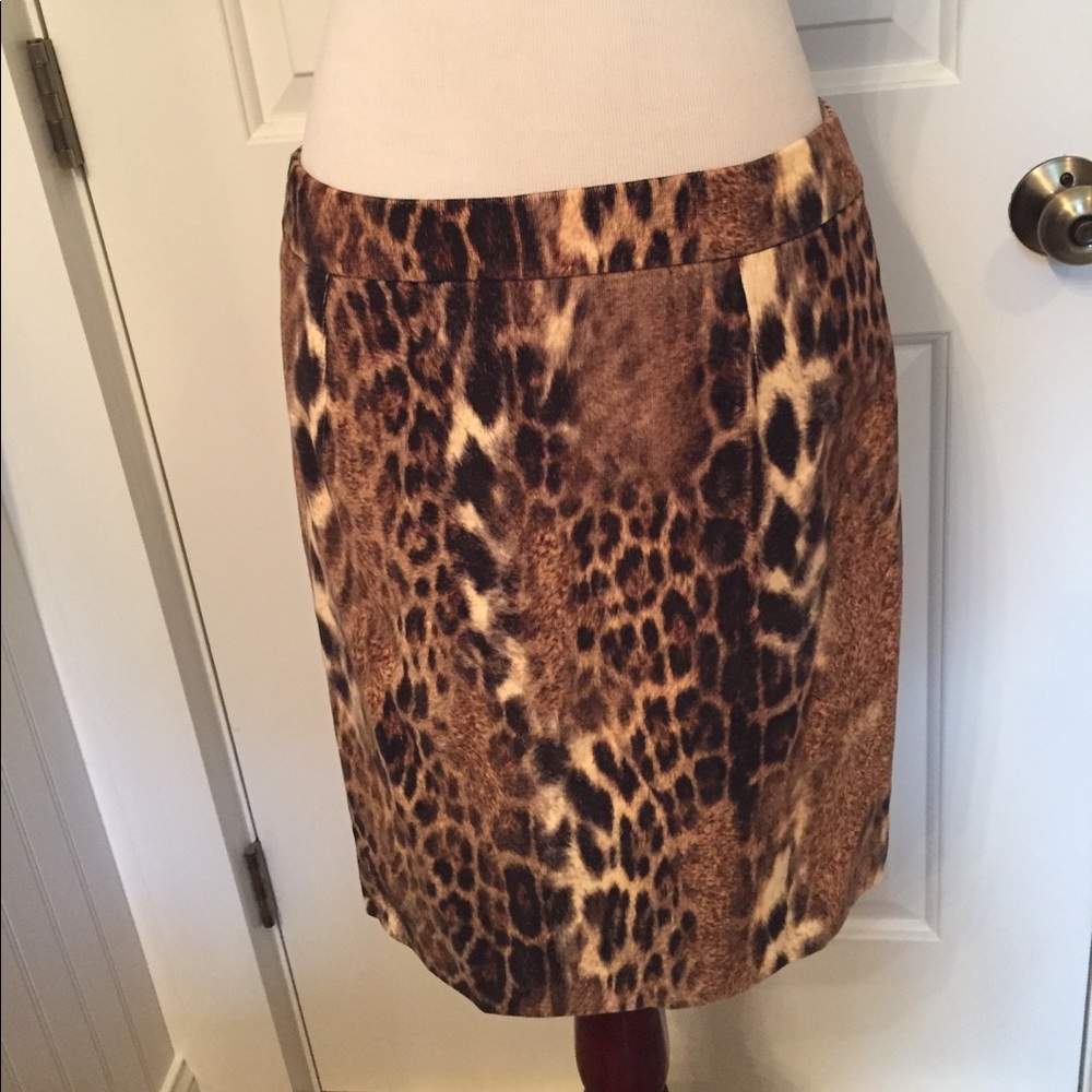 ETCETERA SKIRT PENCIL BROWN CREAM LEOPARD ANIMAL STRAIGHT MINI Size 6